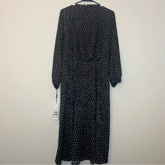 Calvin Klein Black Polka Dot Jacquard Midi Dress NWT Size 14 - Picture 7 of 11